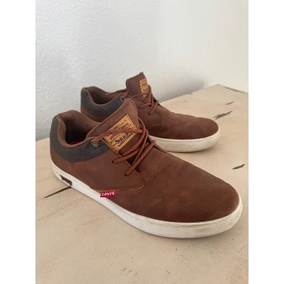 Levi Strauss Mens Brown Faux Leather Lace Up Chukka Casual Shoes Size 10.5