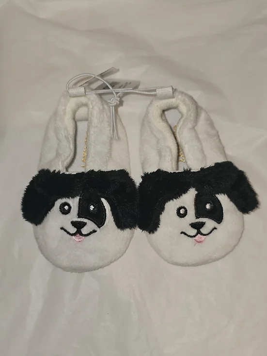 Old Navy Dog Slippers for Baby 6-12 Months White, Black New