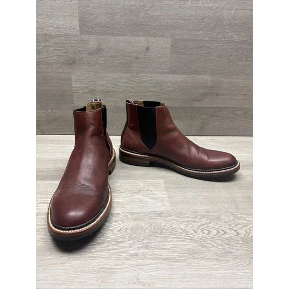 J Crew Chelsea Boot Oar Stripe Italian Leather J9018 Size 7.5 Mens Very Nice
