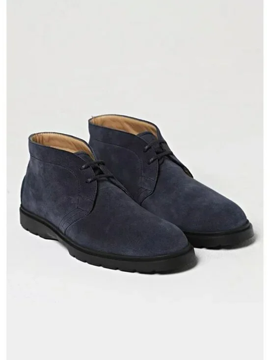 Tod's Men’s Blue Suede Desert Round Toe Ankle Boots Size 8.5 (MSRP $775)