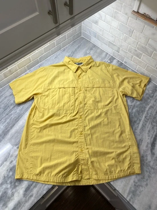 The North Face Men's Yellow Button-Up Shirt
