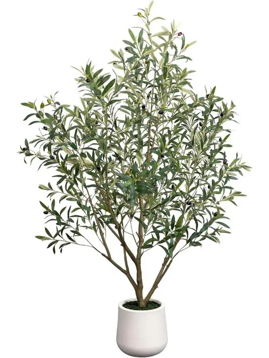 Artificial Olive Tree 5FT Tall Faux Olive Trees Indoor with White Planter Large