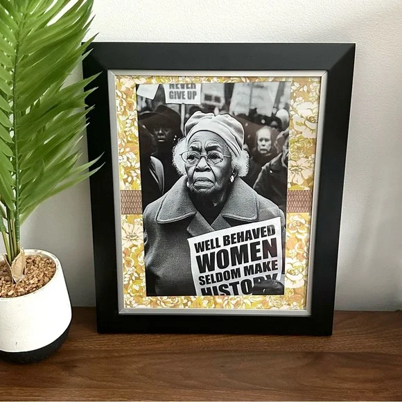 Well Behaved Women Seldom Make History Framed Canvas Print Wall Art B&W Feminism