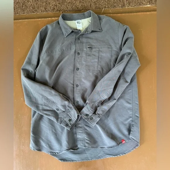 The NorthFace Gray button down shirt. Men’s Large