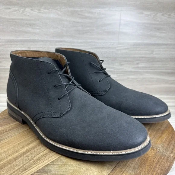 Hawker Rye Men's 12 Dark Charcoal/black? Chukka Lace Up Boots Suede Leather EUC