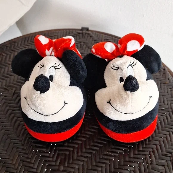 Disney Minnie Mouse Toddler Girls Kids Sz 7/8 Slippers