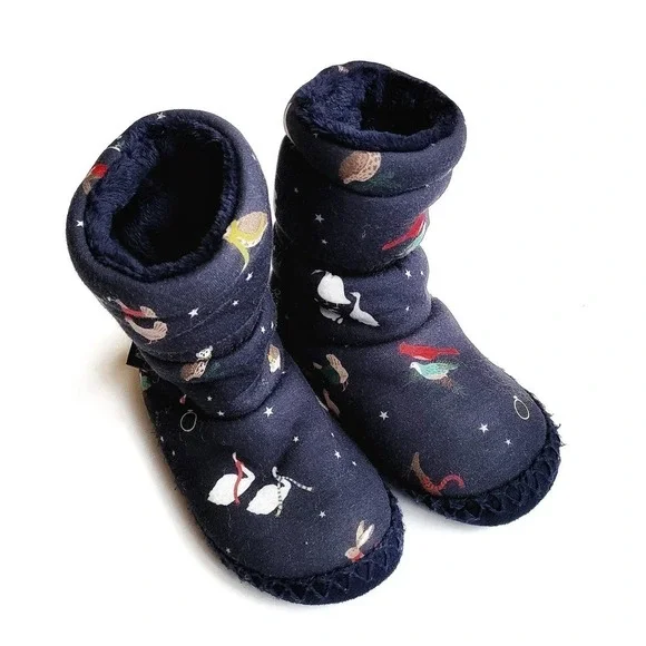 Joules 11-12 Small Holiday Winter Slippers Woodland Creatures