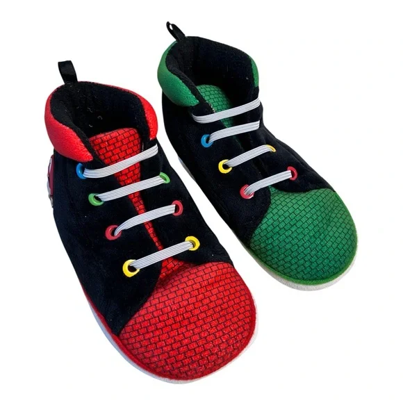 Nintendo Super Mario Little and Big Boys‎ Red Green Slippers size 11-12