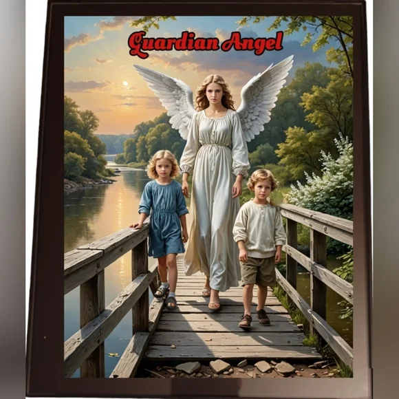 Guardian Angel In A Glass Front Frame 8x10 Picture AI wall