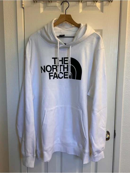 The North Face White Crewneck Hoodie with Black Logo