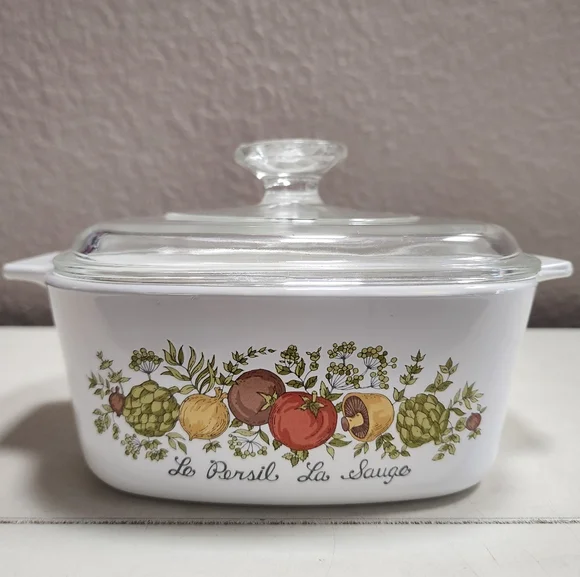 Vintage Corning Ware LE PERSIL LA SAUGE A-1 1/2 -B 1 1/2 w/ Pyrex A 7 C‎ Lid