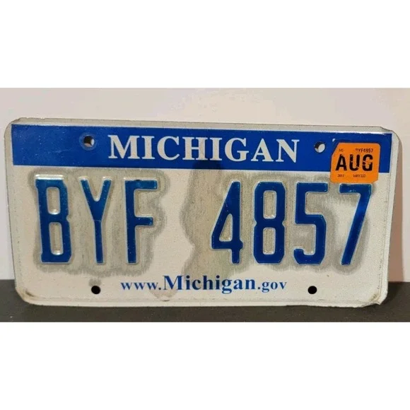 2011 Michigan License Plate #BYF-4857 Blue And‎ White