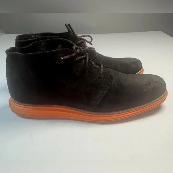 Cole Haan LunarGrand Chukka Boots Men's 11 Brown Suede Orange Sole