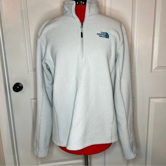 The North Face Waffle Knit Pullover Fleece 1/4 Zip Long Sleeve Mens M Gray