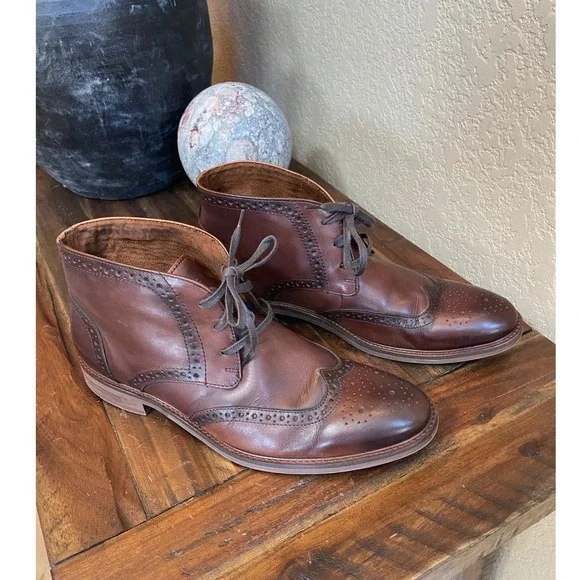 Blake McKay M‑Reid‎ Brown Leather Wingtip Chukka Boots Size 9.5 Lace‑Up