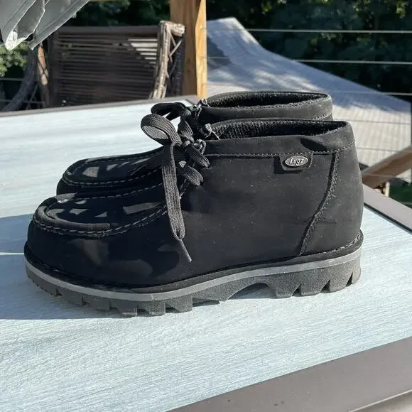 Lugz WALLY Chukka Boots Men’s 9.5 Black Nubuck Faux Suede Mid Ankle Lace Up