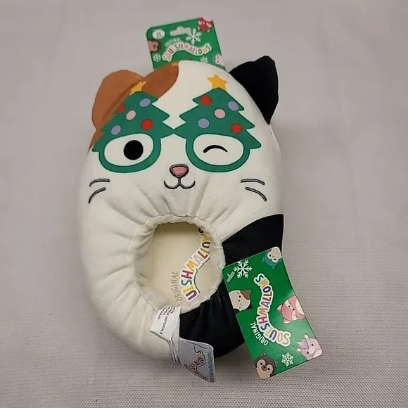 Jazwares Squishmallows Original‎ Cam The Cat Christmas Plush Slippers Kids 11/12