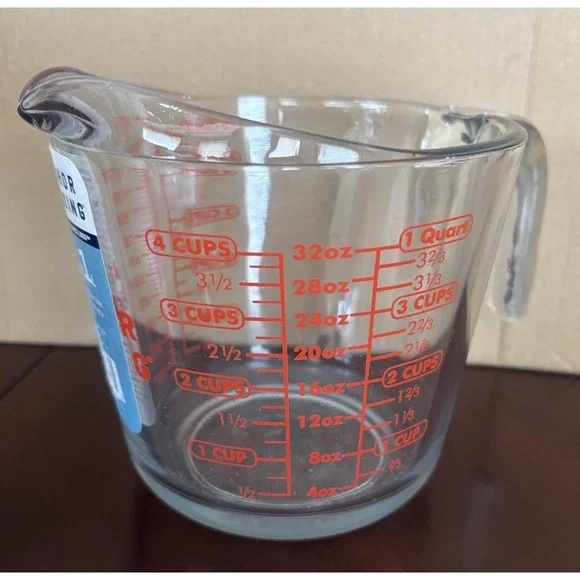ANCHOR HOCKING 4-Cup, 32oz, 1 Liter MEASURING CUP - Heavy Glass, Microwave Safe