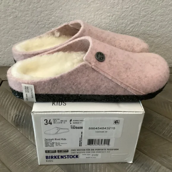 BIRKENSTOCK Kids' Zermatt Genuine Shearling Lined Slipper, size 3-3.5US …