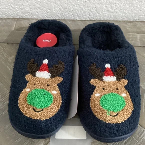 FAMILY PAJAMAS Kid's Reindeer Closed-Toe Slippers, size 2-3