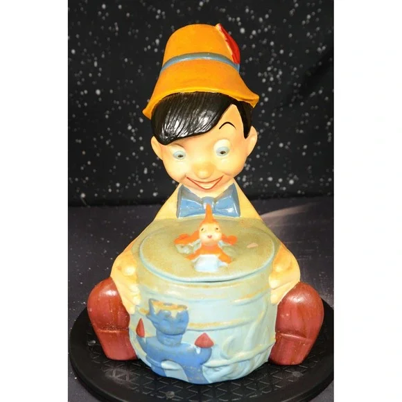 VINTAGE WALT DISNEY 1940 MOVIE PINOCCHIO & CLEO THE GOLDFISH‎ COOKIE JAR USA