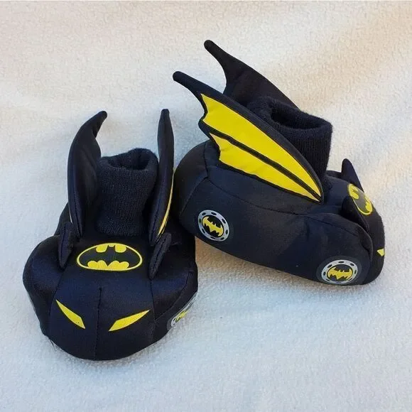 Batman black and yellow sock top plush slippers