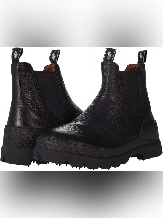 Polo by Ralph Lauren Black Pebbled Leather Chukka Boots