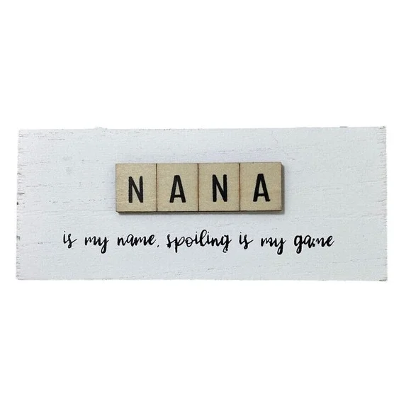 Eccolo Nana is My Name Spoiling is My Game Wood Sign Blocks Decor‎ Gift