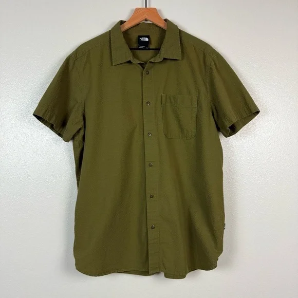 The North Face Olive Green Short Sleeve Button Up