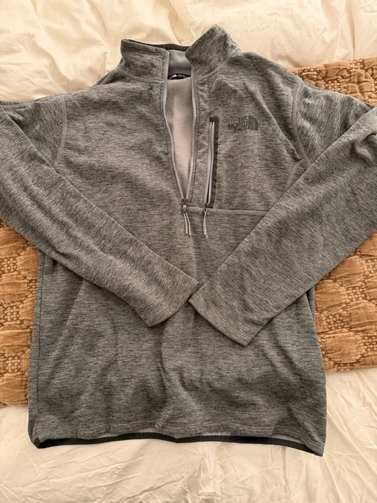 The North Face Men’s Heather Gray Zip-Front Fleece Pullover