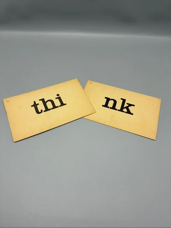 Vintage Antique flash cards 'think' Wall Art Cards - Beige and Black