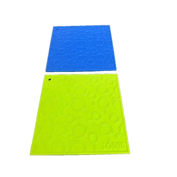 Lodge Silicone Trivets Blue & Light Green Set Heat Resistant Hot Pads 7” Kitchen
