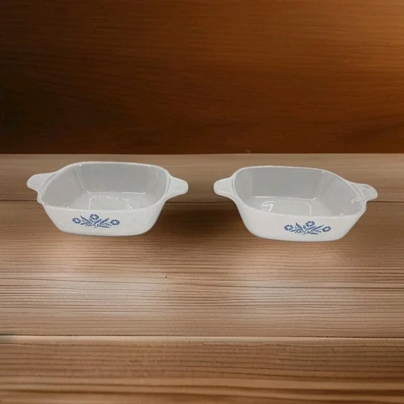 Vintage 2 Corning Ware Blue Cornflower P-41 Petite Pan Casserole 1950s - 60s