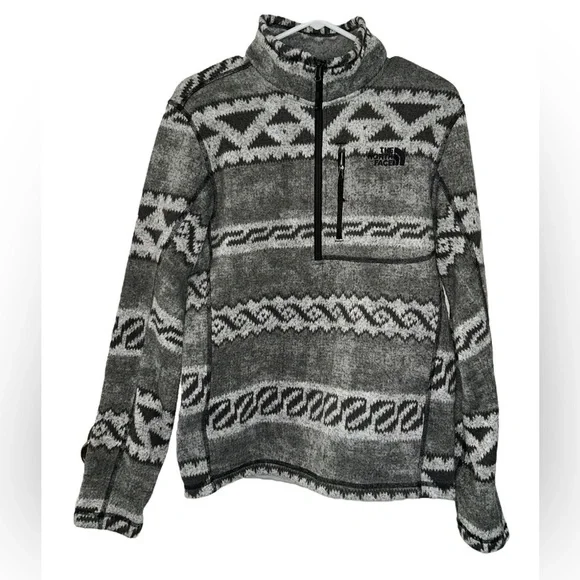 The North Face Gordon Lyons 1/4 Zip Gray Aztec Pullover Men’s Size Small Outdoor