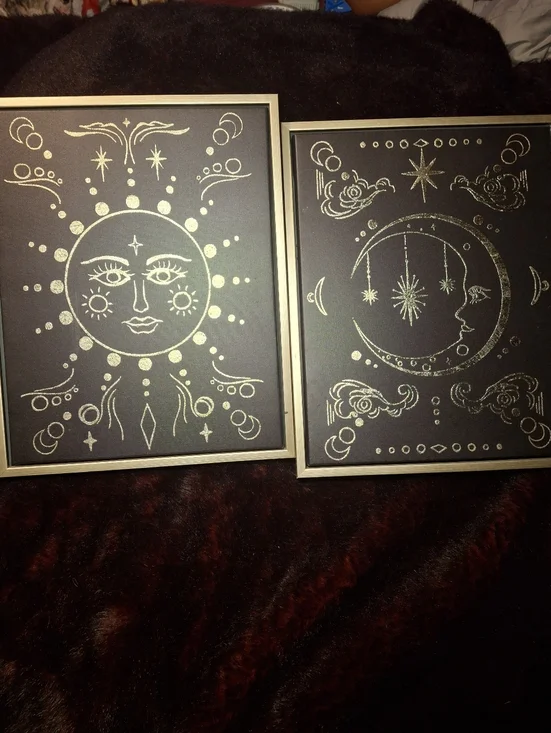 Sun and Moon Metallic Wall Art Set - Black & Gold