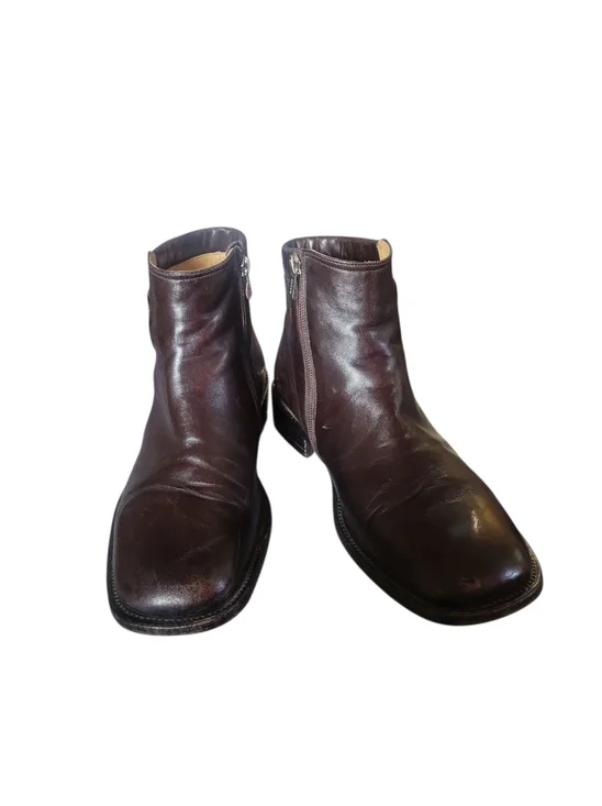 Bally Men's Vintage 90's Chukka Square Toes Brown Leather Side-Zip Boots 7 1/2D