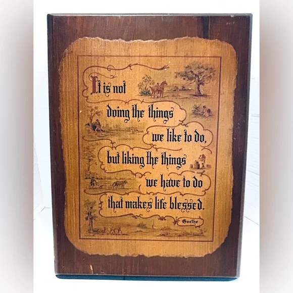 Vintage 1920s Decoupage on Wood Inspiration Blessings Cottagecore Grannycore