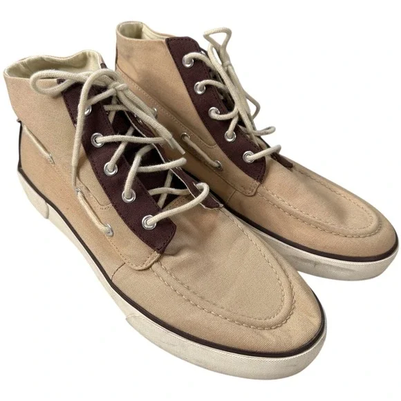 Polo Ralph Lauren Lander Chukka Canvas High Top Mens Shoes Size‎ 10.5D Tan Brown