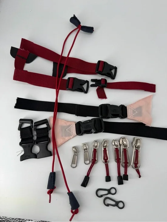 The North Face Backpack Replacement Parts Lot Burgundy Red Straps Buckles Pulls