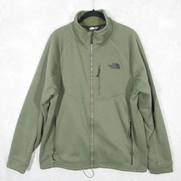 The North Face Full Zip Fleece Jacket Mens Large Olive Green Sherpa Lined
