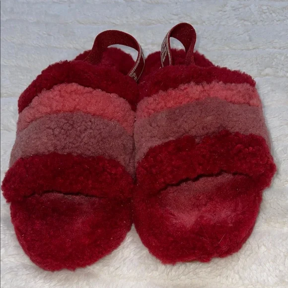 UGG Fluff Yeah Cozy Red Fuzzy Slippers