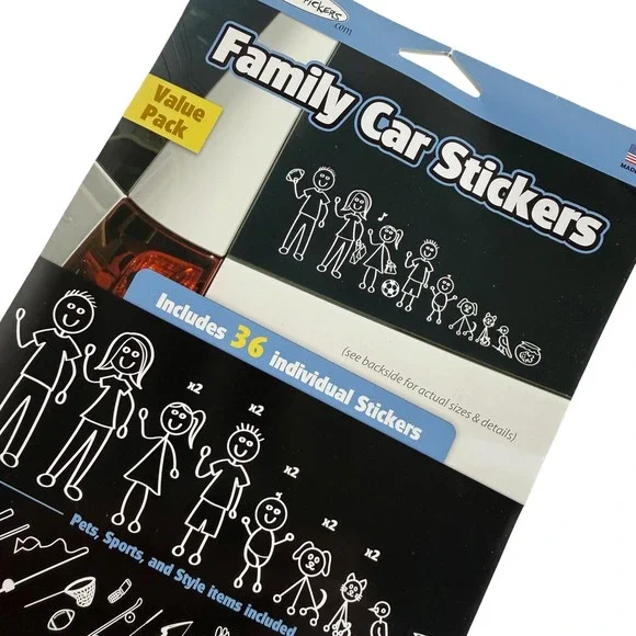 CoolFamilyStickers Family Car Stickers Value Pack White Vinyl Decals 36pc Set