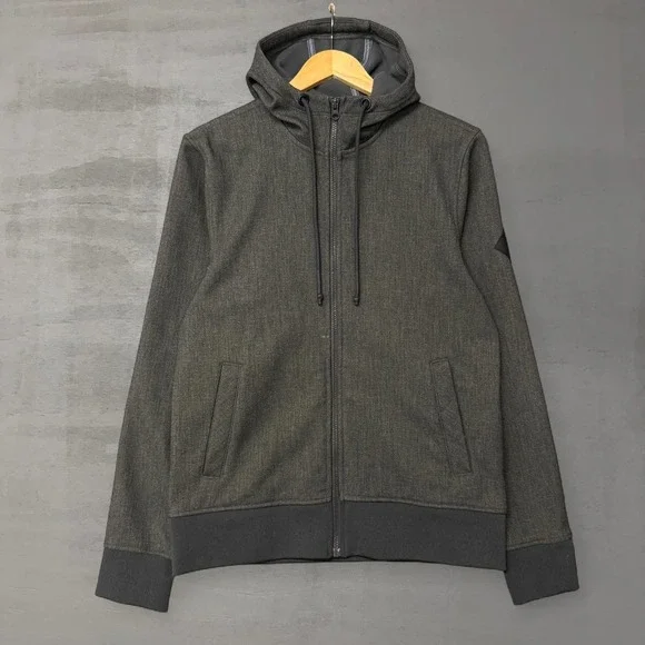 The North Face Full Zip Hoodie Grey Heather Fleece Lined Jacket Small Mens