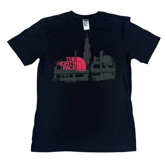 The North Face Chicago Skyline Graphic Tee Men M Black Cotton Half Dome
