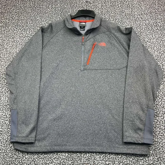 The North Face Jacket Men XXL Gray Orange 1/4 Zip Pullover Fleece 2XL