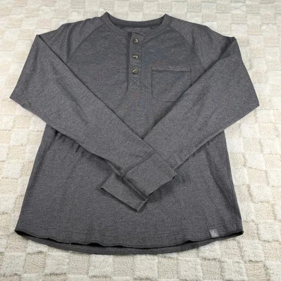 The North Face Mens Gray Heather Long Sleeve Henley Pocket Shirt Small