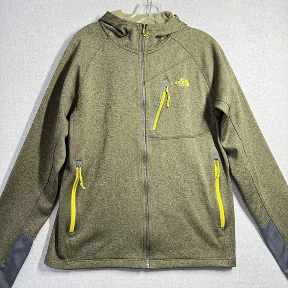 The North Face Jacket Mens‎ Medium Green Hooded Full Zip Outdoor A4G2