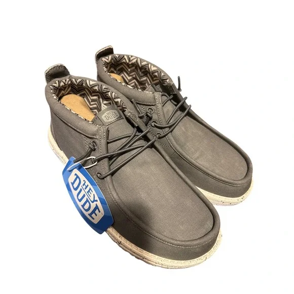 Hey Dude Wally Mid Canvas Grey Mens Chukka Boots 40701-030 Size 7 NEW