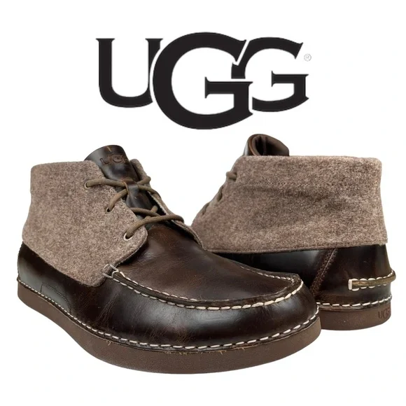 UGG Caldwell Vibram Leather Wool Chukka Boots‎ Brown Men’s Size 12 1003885