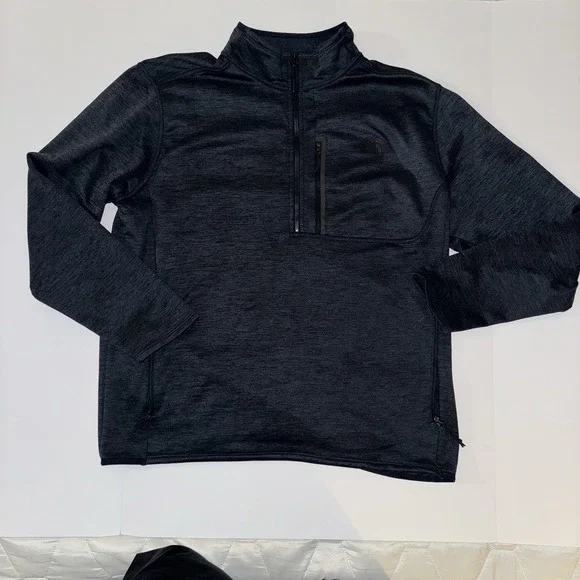 Men's XL The North Face Blue Fleece 1/4 Zip Mock Neck Sweatshirt Pocket
